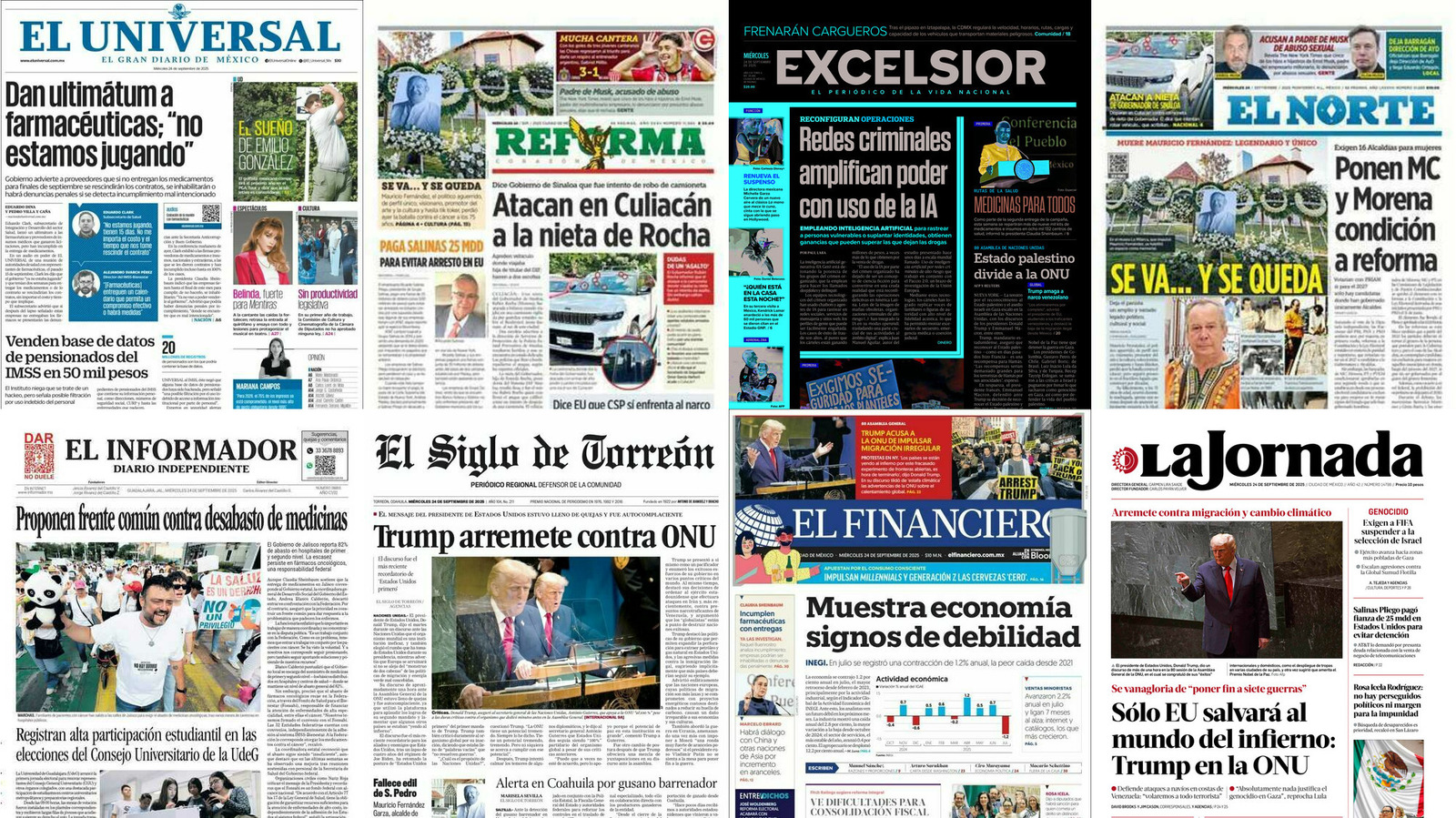 Portadas de periódicos impresos más importantes de México hoy