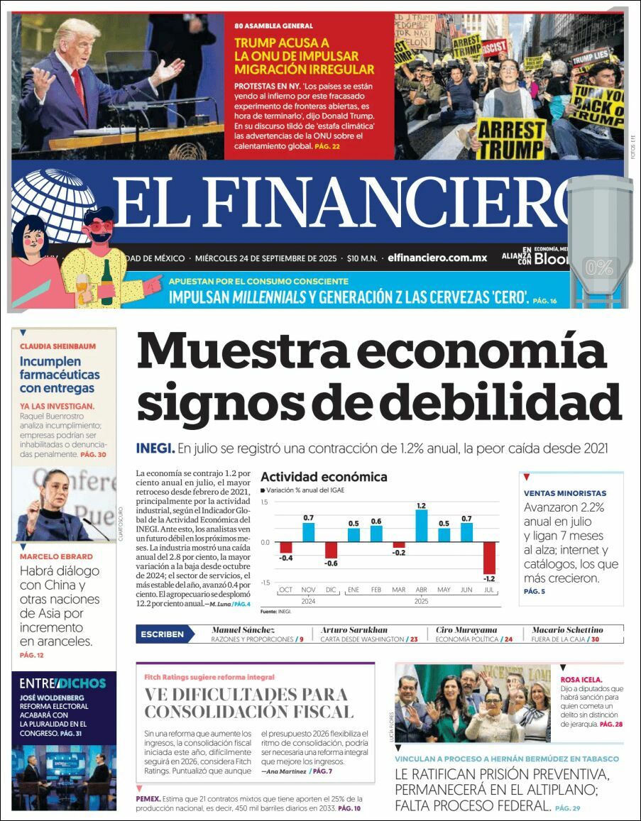 El Financiero, edición del miércoles 24 de septiembre de 2025