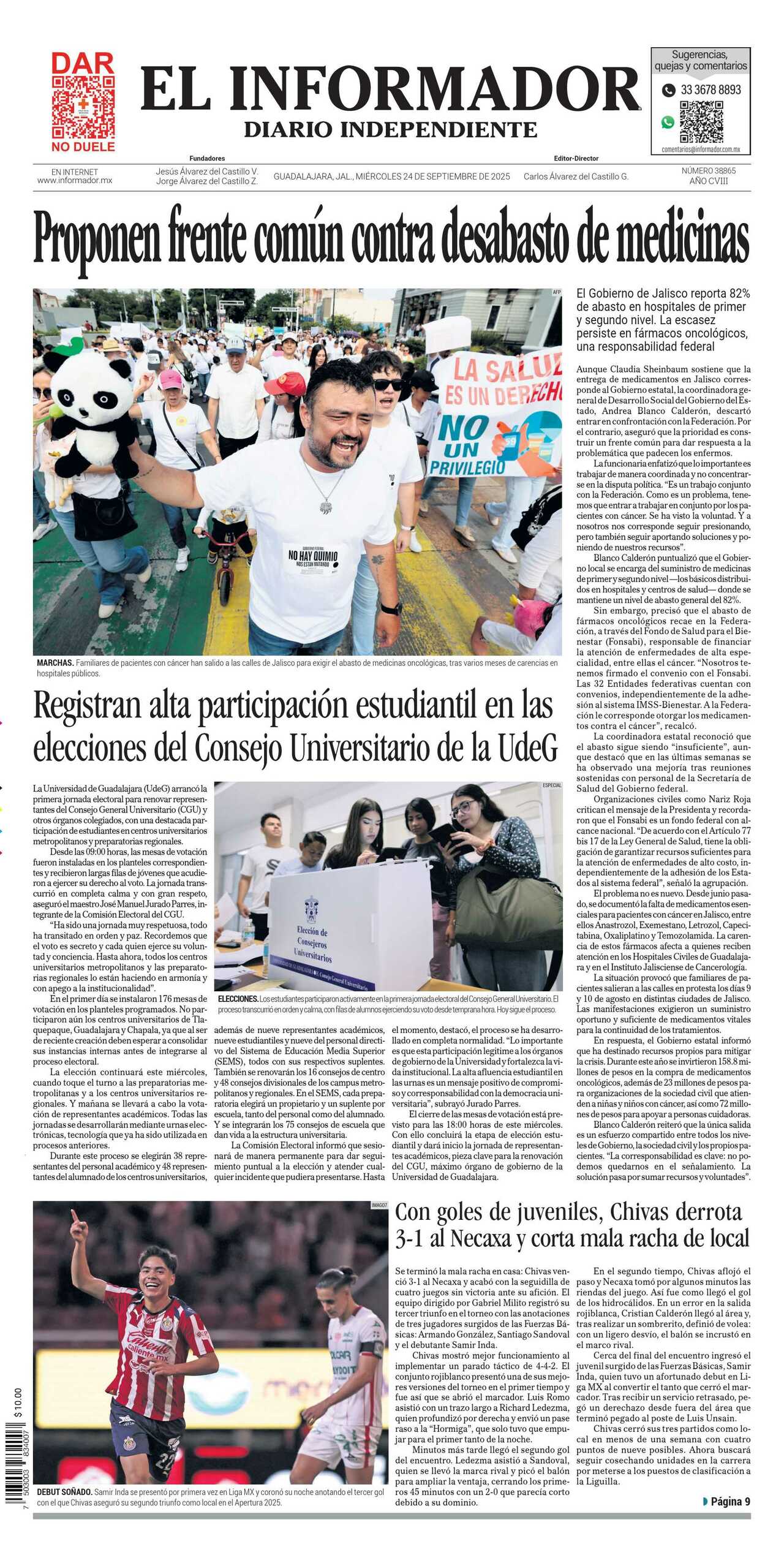 El Informador, edición del miércoles 24 de septiembre de 2025