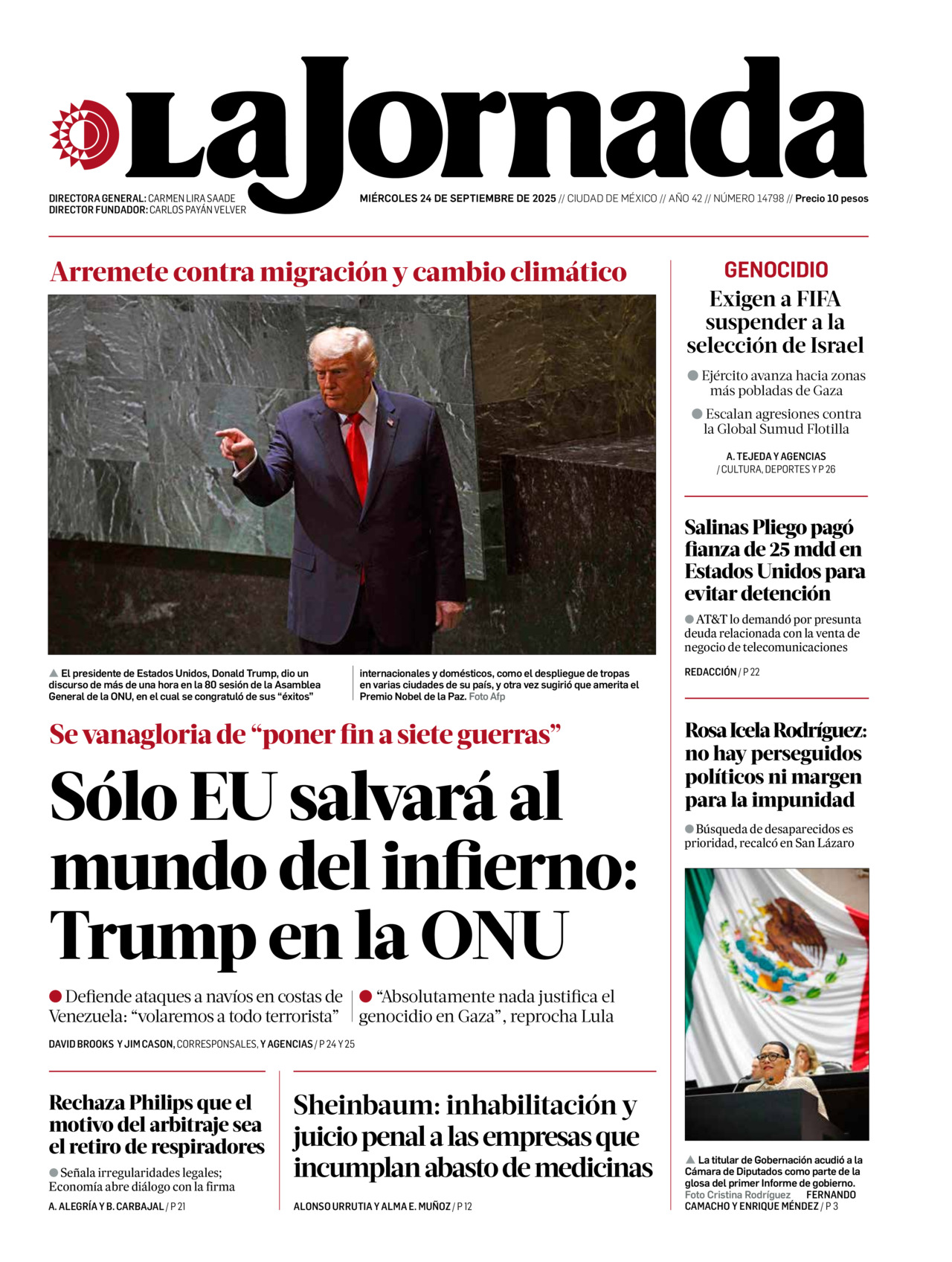 La Jornada, edición del miércoles 24 de septiembre de 2025