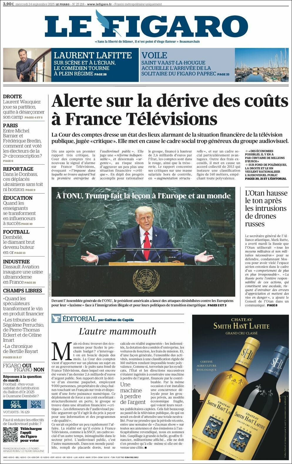 Le Figaro, edición del miércoles 24 de septiembre de 2025
