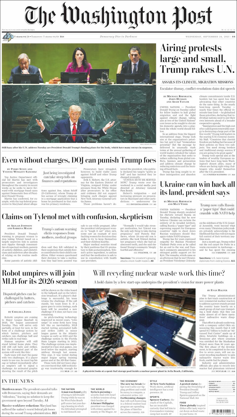 The Washington Post, edición del miércoles 24 de septiembre de 2025