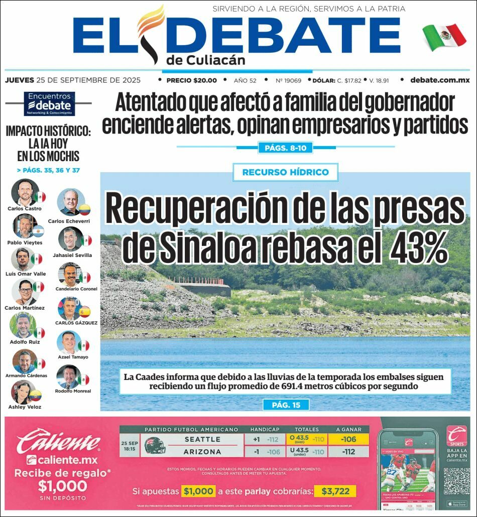El Debate Culiacán, edición del jueves 25 de septiembre de 2025