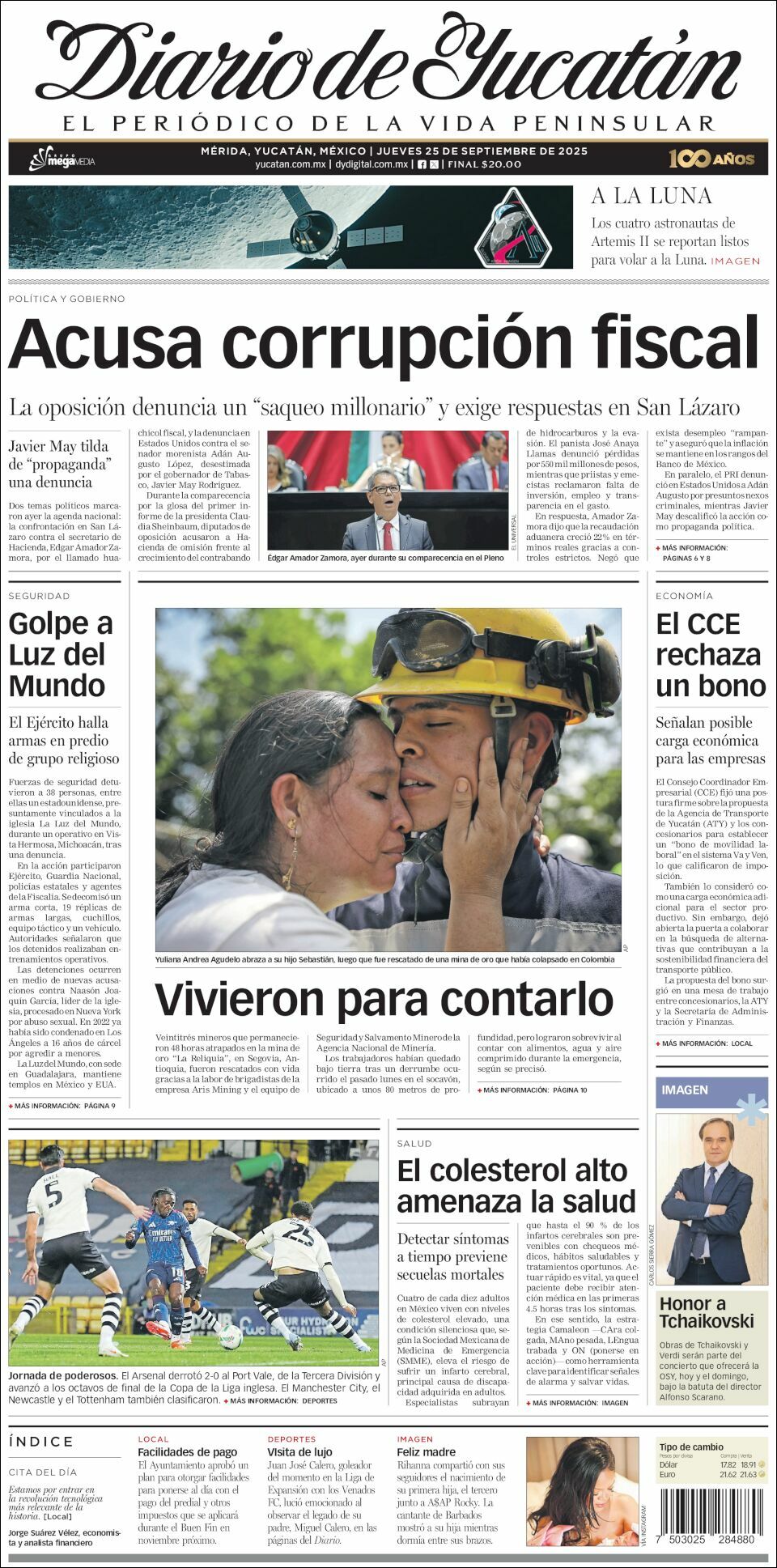El Diario de Yucatán, edición del jueves 25 de septiembre de 2025