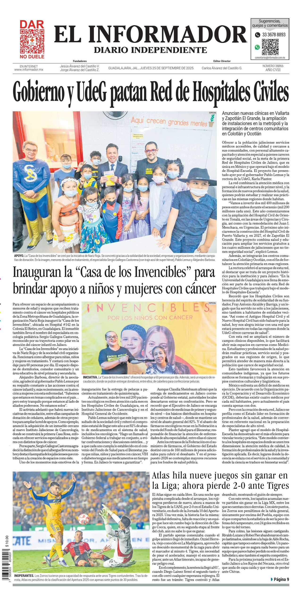 El Informador, edición del jueves 25 de septiembre de 2025
