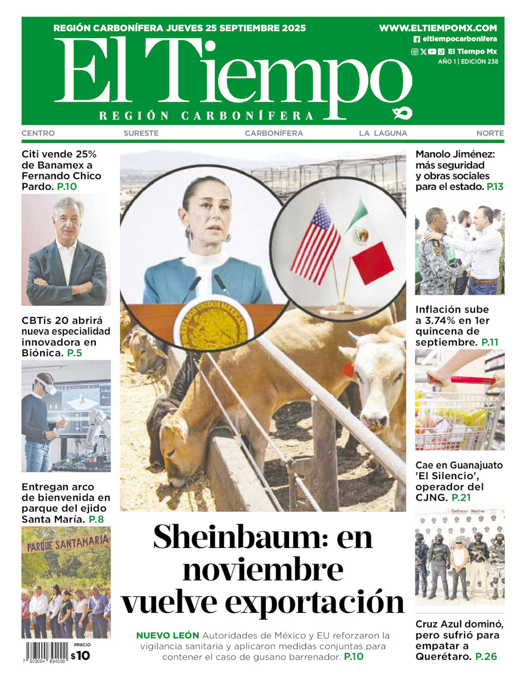 El Tiempo Región Carbonífera, edición del jueves 25 de septiembre de 2025