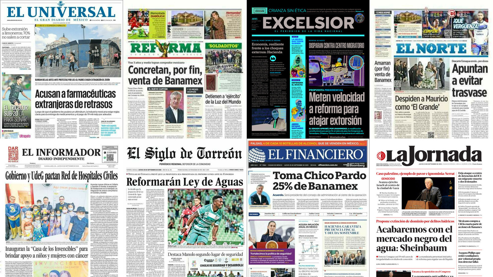 Portadas de periódicos impresos más importantes de México hoy