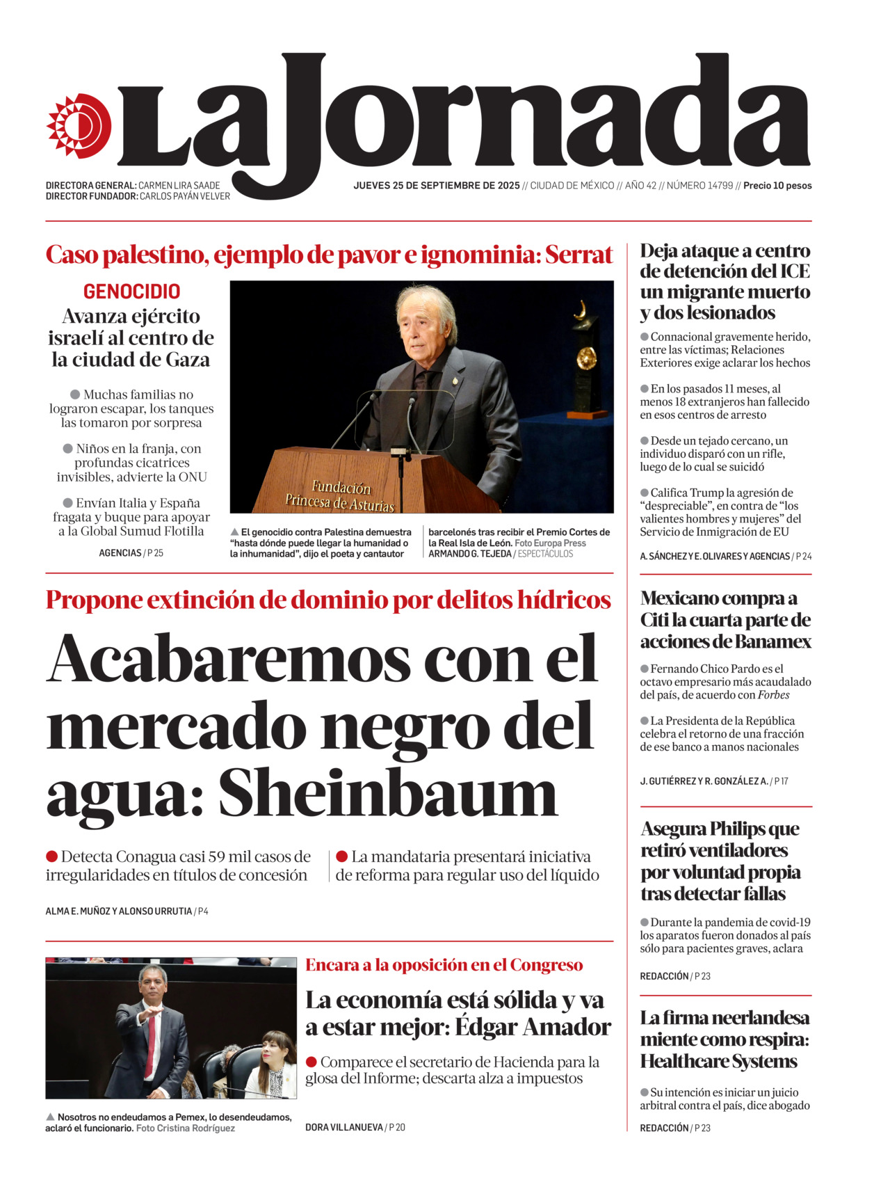 La Jornada, edición del jueves 25 de septiembre de 2025