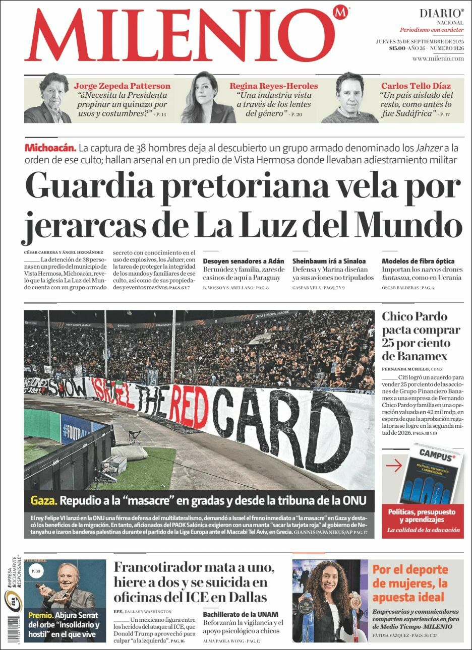 Milenio, edición del jueves 25 de septiembre de 2025