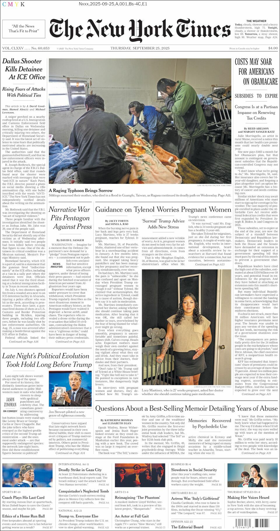 The New York Times, edición del jueves 25 de septiembre de 2025