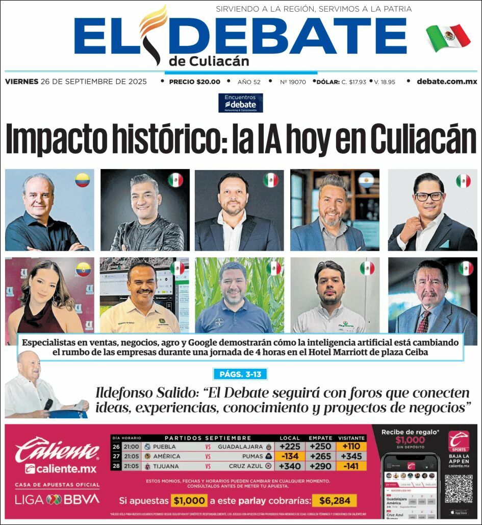 El Debate Culiacán, edición del viernes 26 de septiembre de 2025