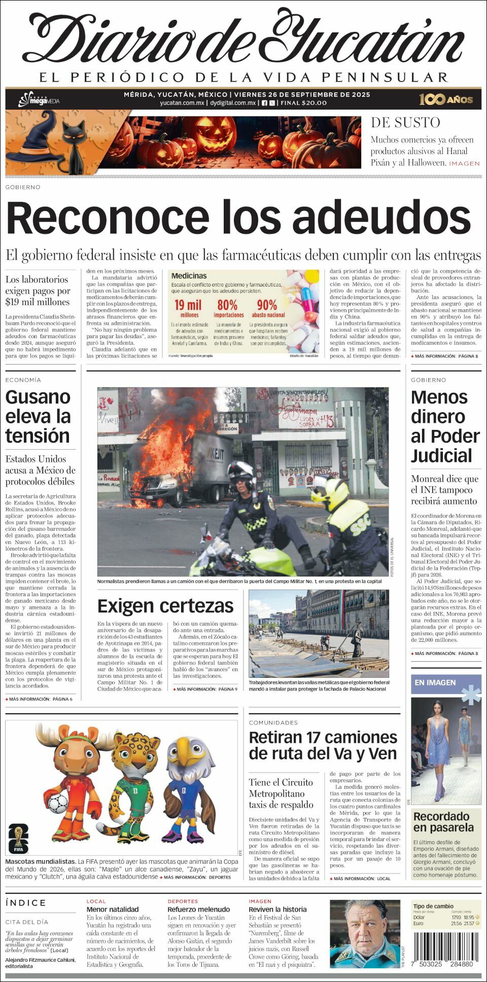 El Diario de Yucatán, edición del viernes 26 de septiembre de 2025