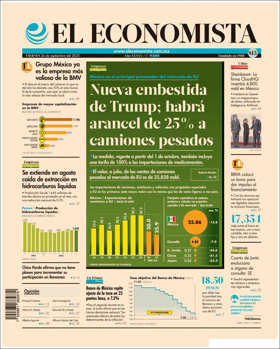 El Economista, edición del viernes 26 de septiembre de 2025