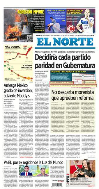 El Norte, edición del viernes 26 de septiembre de 2025