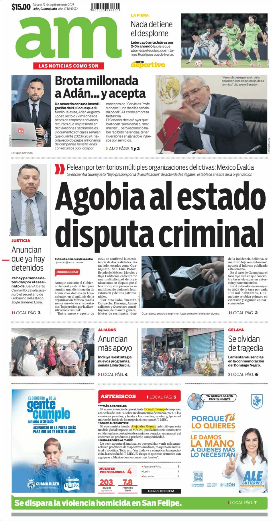 AM de León, edición del sábado 27 de septiembre de 2025