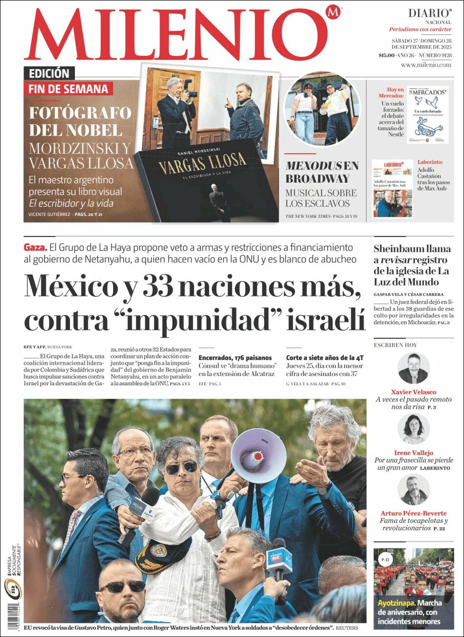 Milenio, edición del sábado 27 de septiembre de 2025