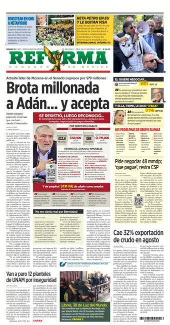 Reforma, edición del sábado 27 de septiembre de 2025