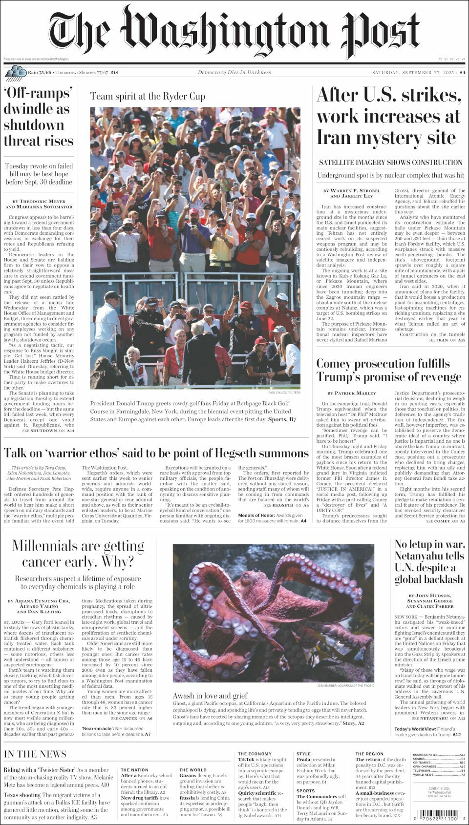 The Washington Post, edición del sábado 27 de septiembre de 2025