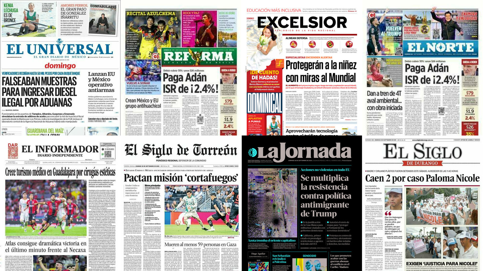 Portadas de periódicos impresos más importantes de México hoy