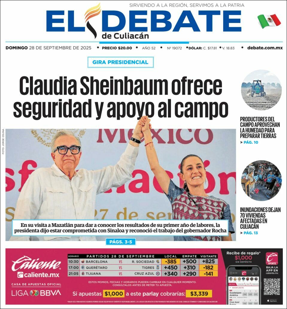 El Debate Culiacán, edición del domingo 28 de septiembre de 2025