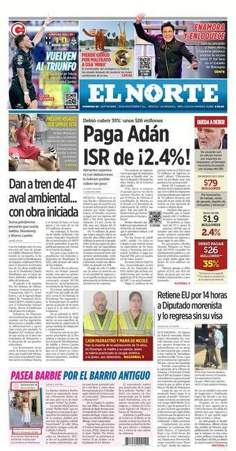 El Norte, edición del domingo 28 de septiembre de 2025