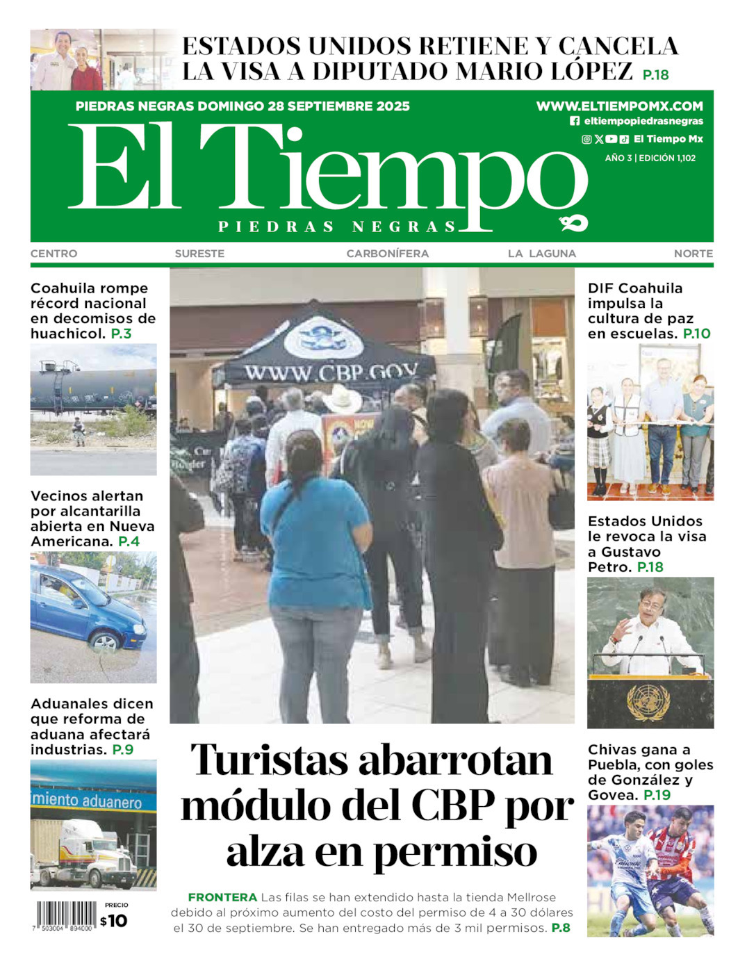 El Tiempo Piedras Negras, edición del domingo 28 de septiembre de 2025