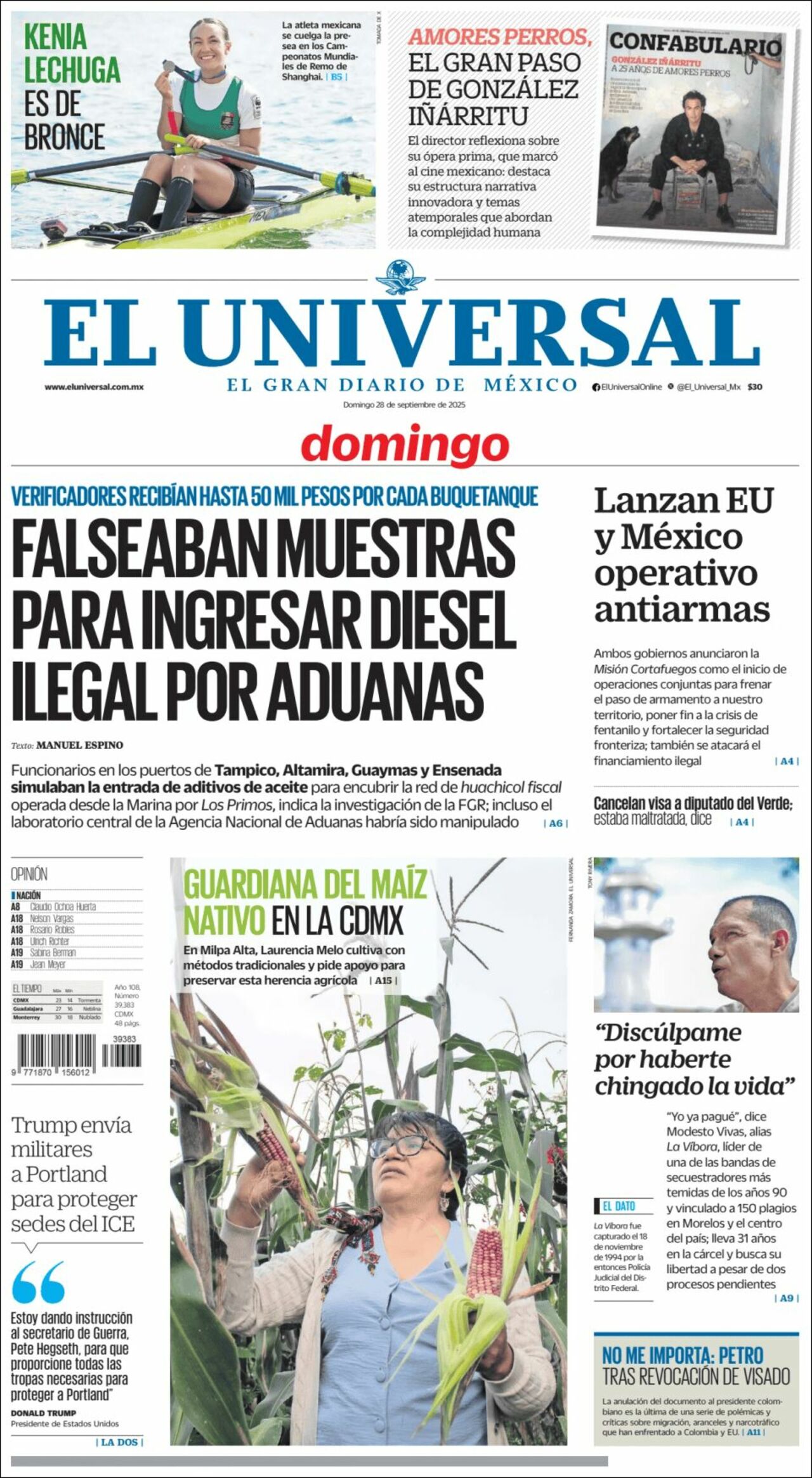 El Universal, edición del domingo 28 de septiembre de 2025