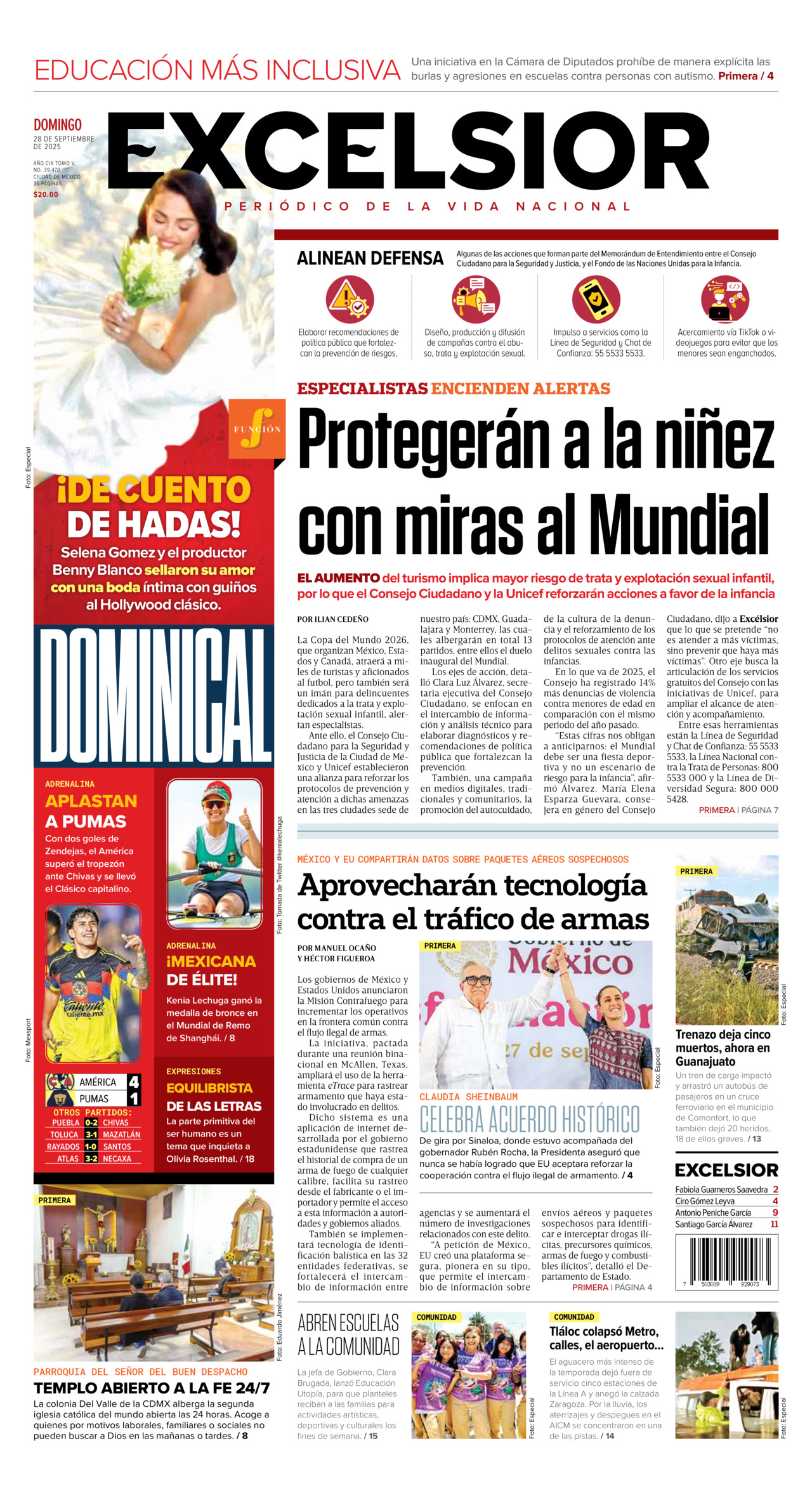 Excelsior, edición del domingo 28 de septiembre de 2025