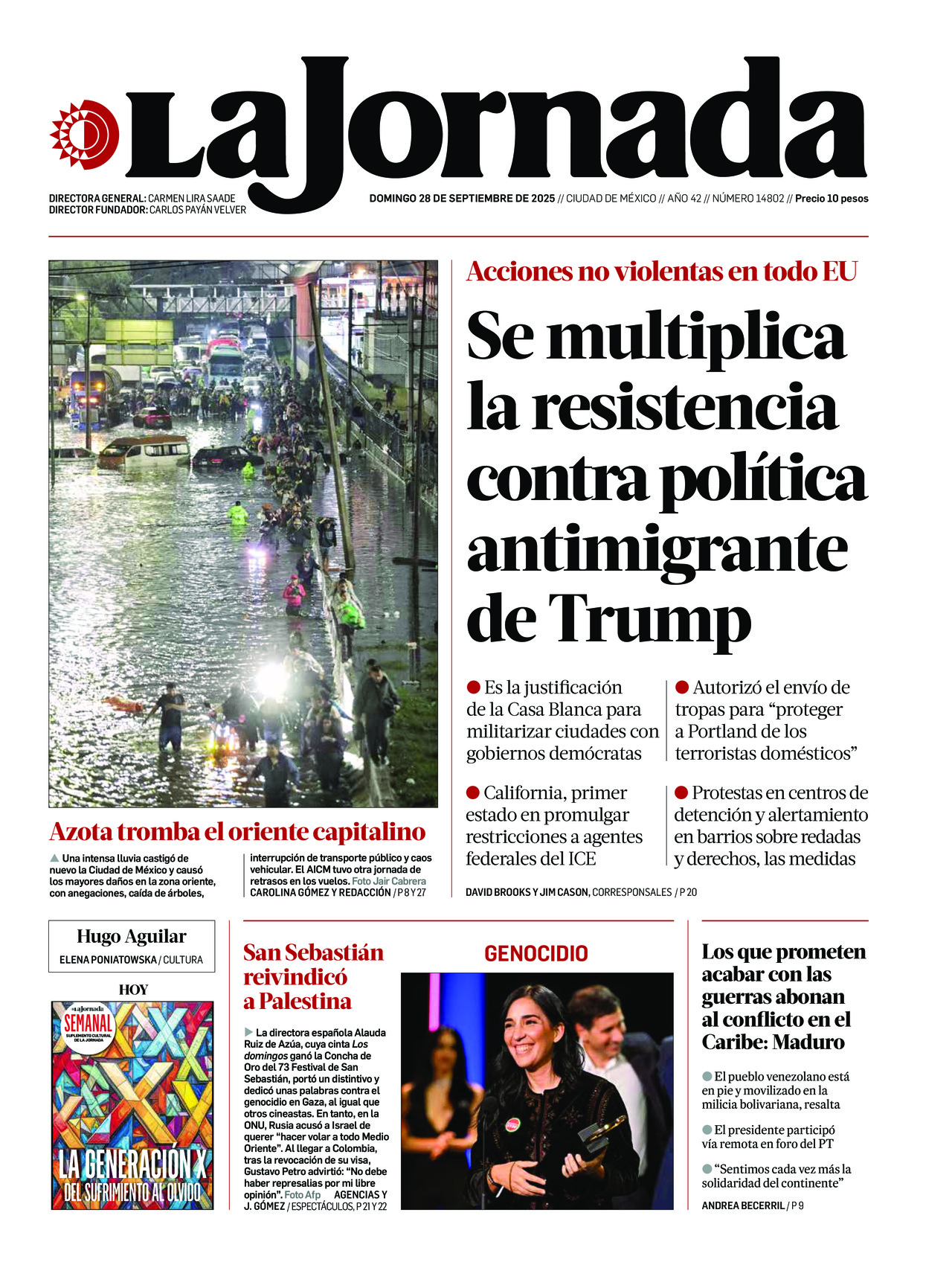 La Jornada, edición del domingo 28 de septiembre de 2025