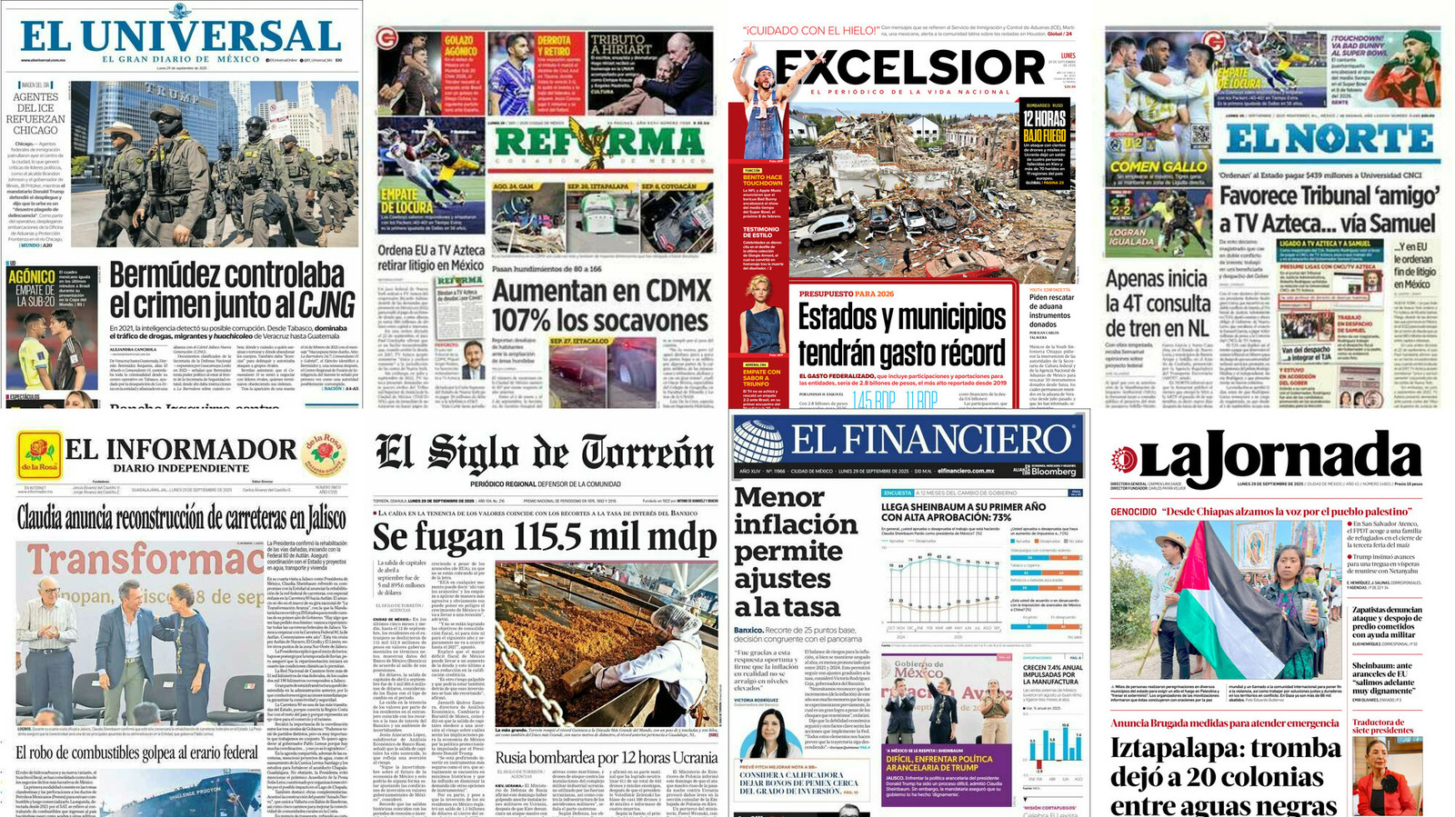 Portadas de periódicos impresos más importantes de México hoy