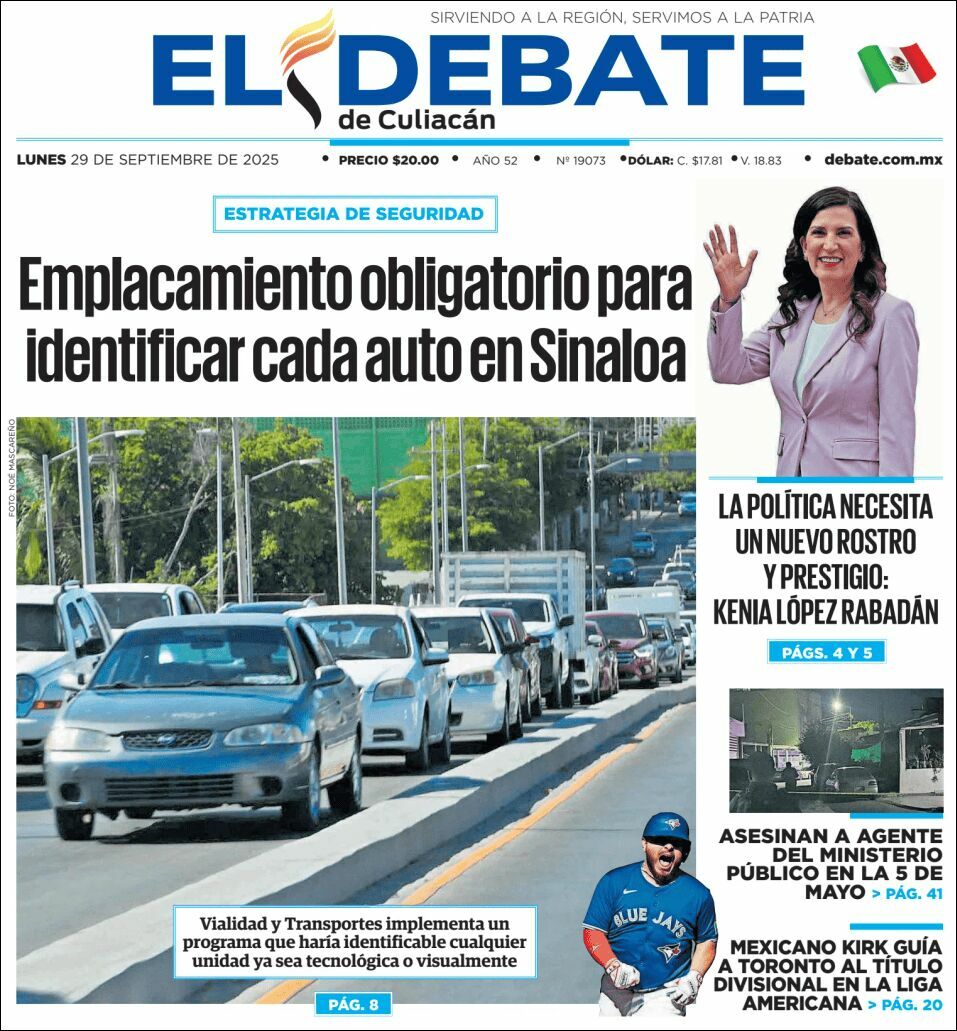 El Debate Culiacán, edición del lunes 29 de septiembre de 2025