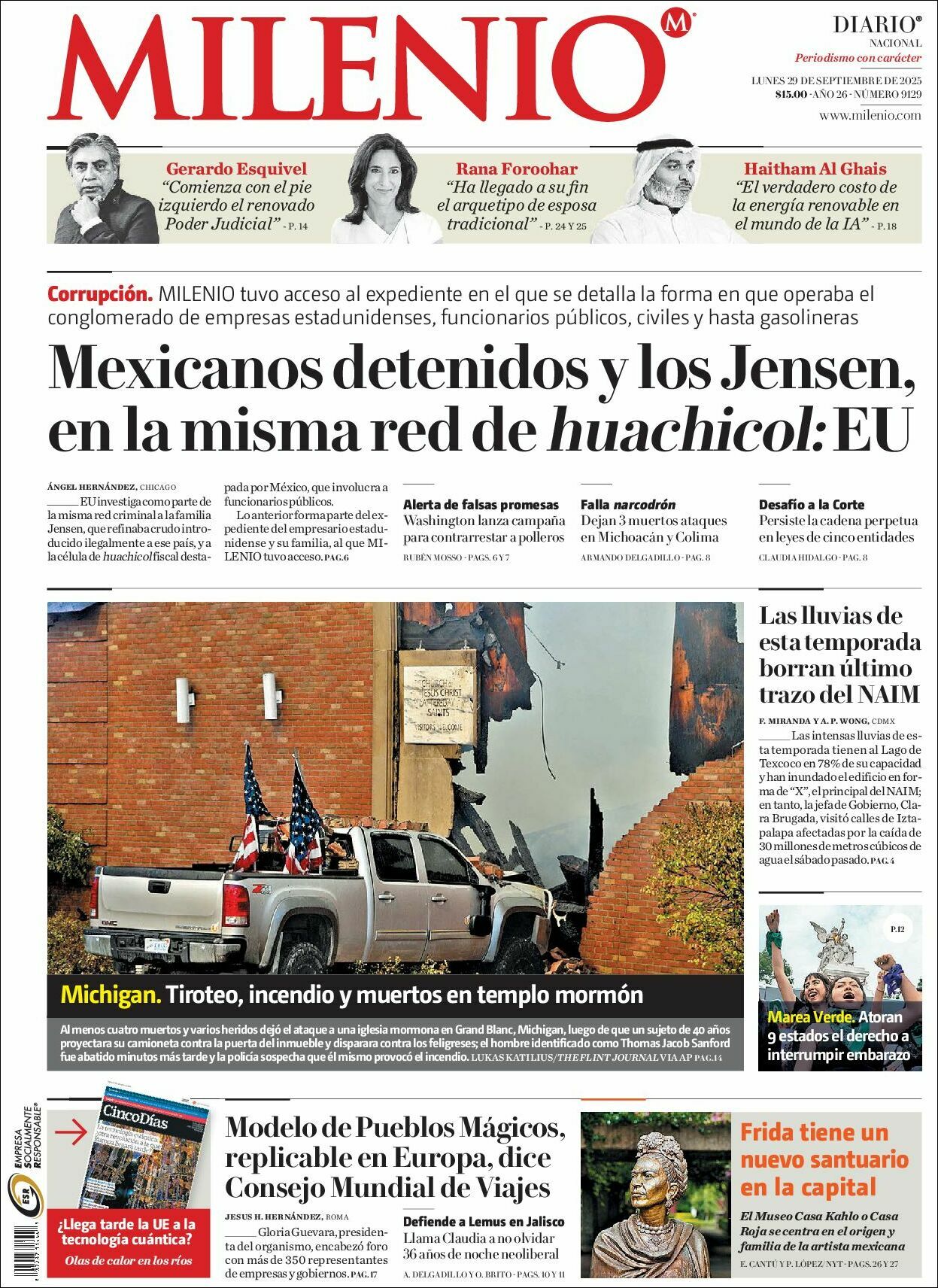 Milenio, edición del lunes 29 de septiembre de 2025