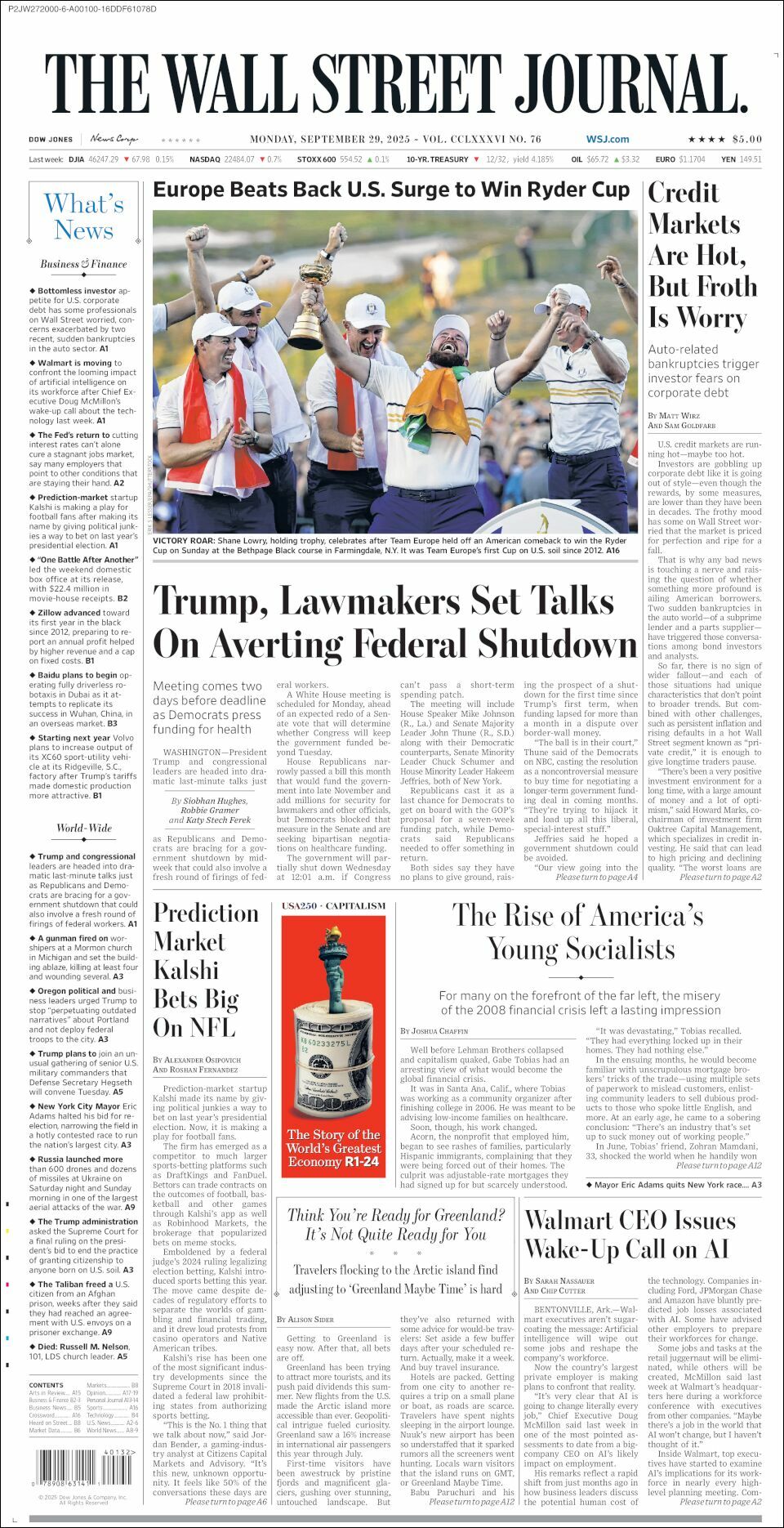 The Wall Street Journal, edición del lunes 29 de septiembre de 2025