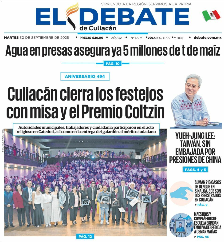 El Debate Culiacán, edición del martes 30 de septiembre de 2025 El Debate Culiacán, edición del martes 30 de septiembre de 2025