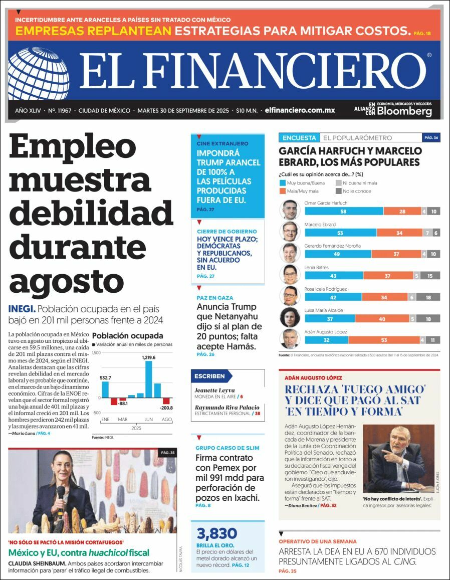 El Financiero, edición del martes 30 de septiembre de 2025 El Financiero, edición del martes 30 de septiembre de 2025