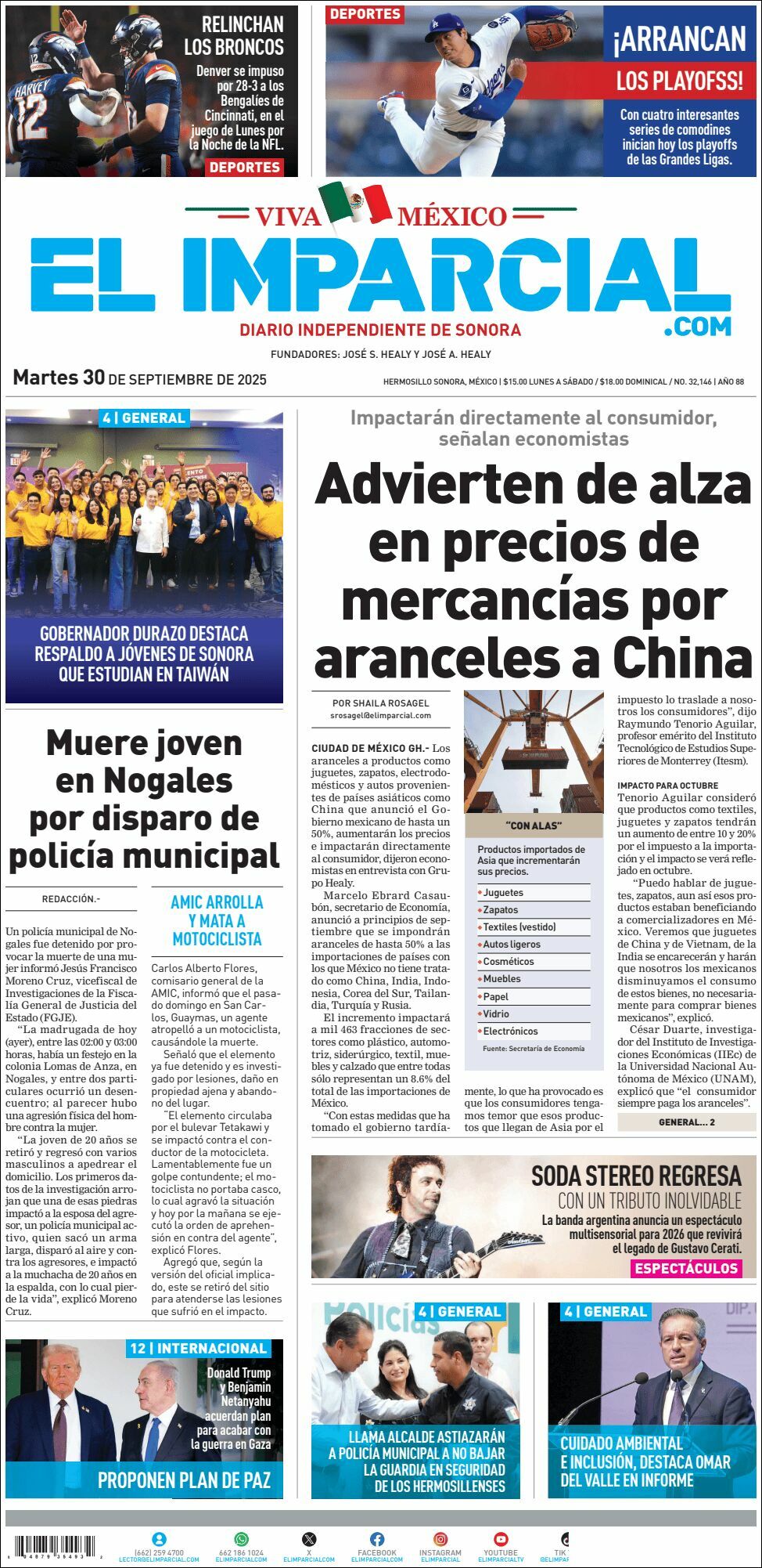 El Imparcial, edición del martes 30 de septiembre de 2025 El Imparcial, edición del martes 30 de septiembre de 2025