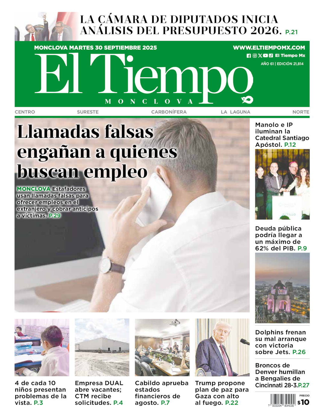 El Tiempo Monclova, edición del martes 30 de septiembre de 2025 El Tiempo Monclova, edición del martes 30 de septiembre de 2025