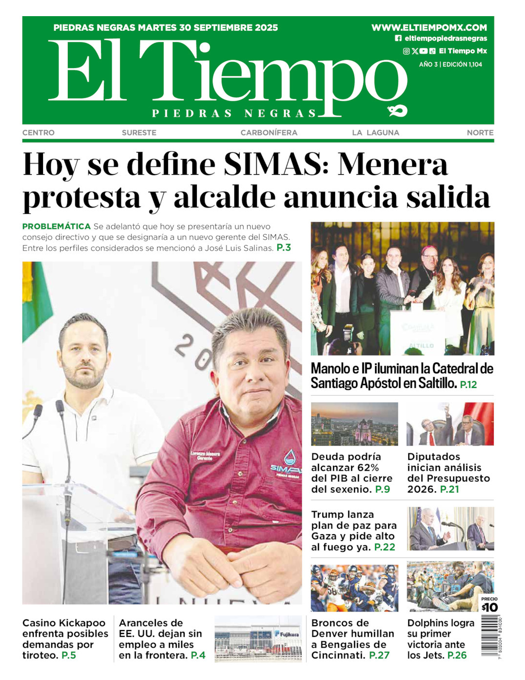 El Tiempo Piedras Negras, edición del martes 30 de septiembre de 2025 El Tiempo Piedras Negras, edición del martes 30 de septiembre de 2025