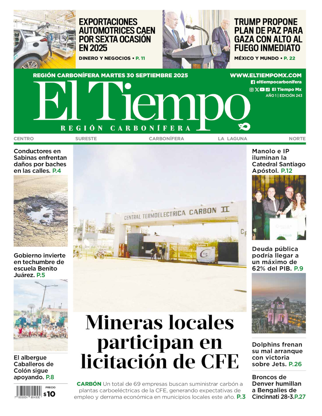 El Tiempo Región Carbonífera, edición del martes 30 de septiembre de 2025 El Tiempo Región Carbonífera, edición del martes 30 de septiembre de 2025