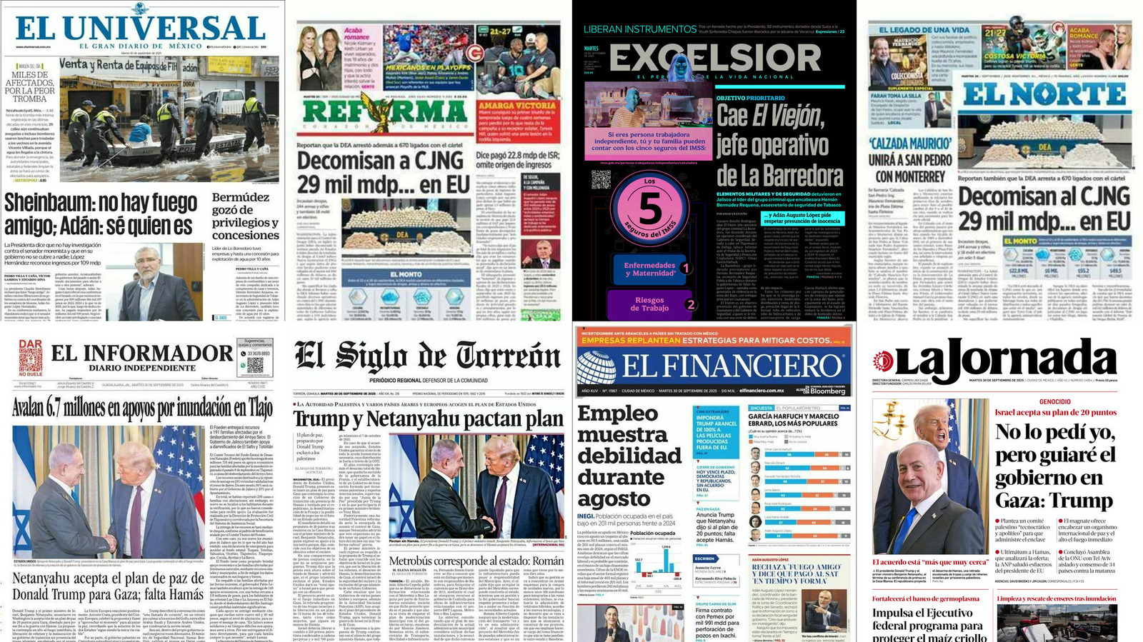 Portadas de periódicos impresos más importantes de México hoy