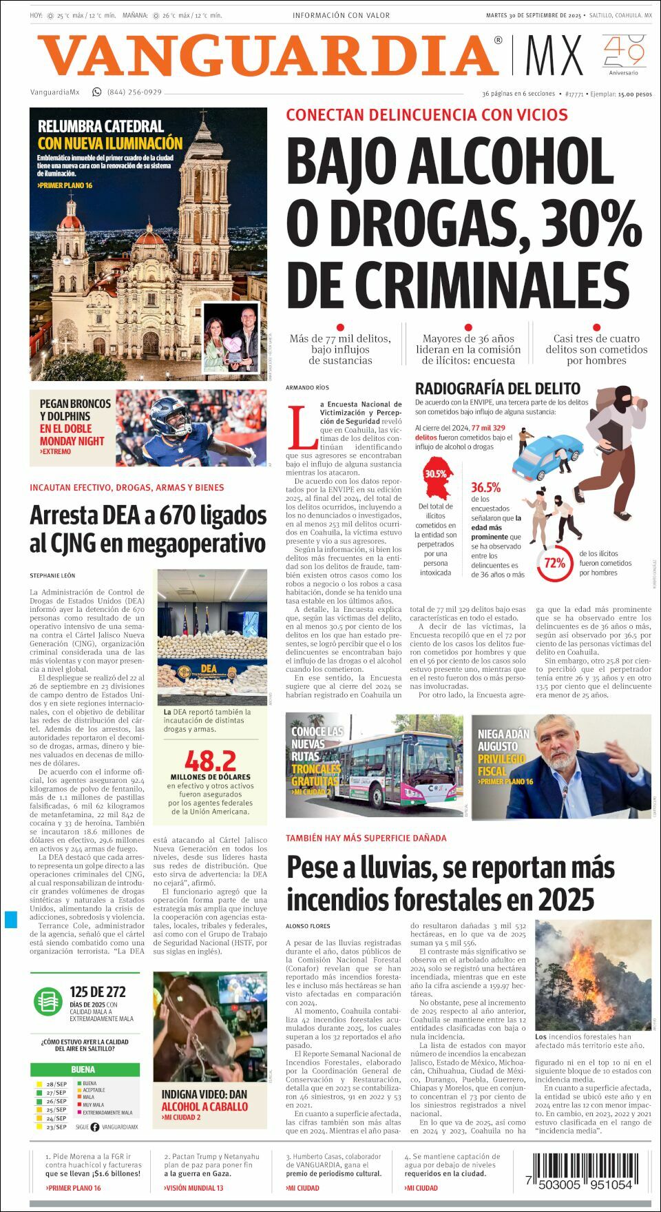 Vanguardia, edición del martes 30 de septiembre de 2025 Vanguardia, edición del martes 30 de septiembre de 2025