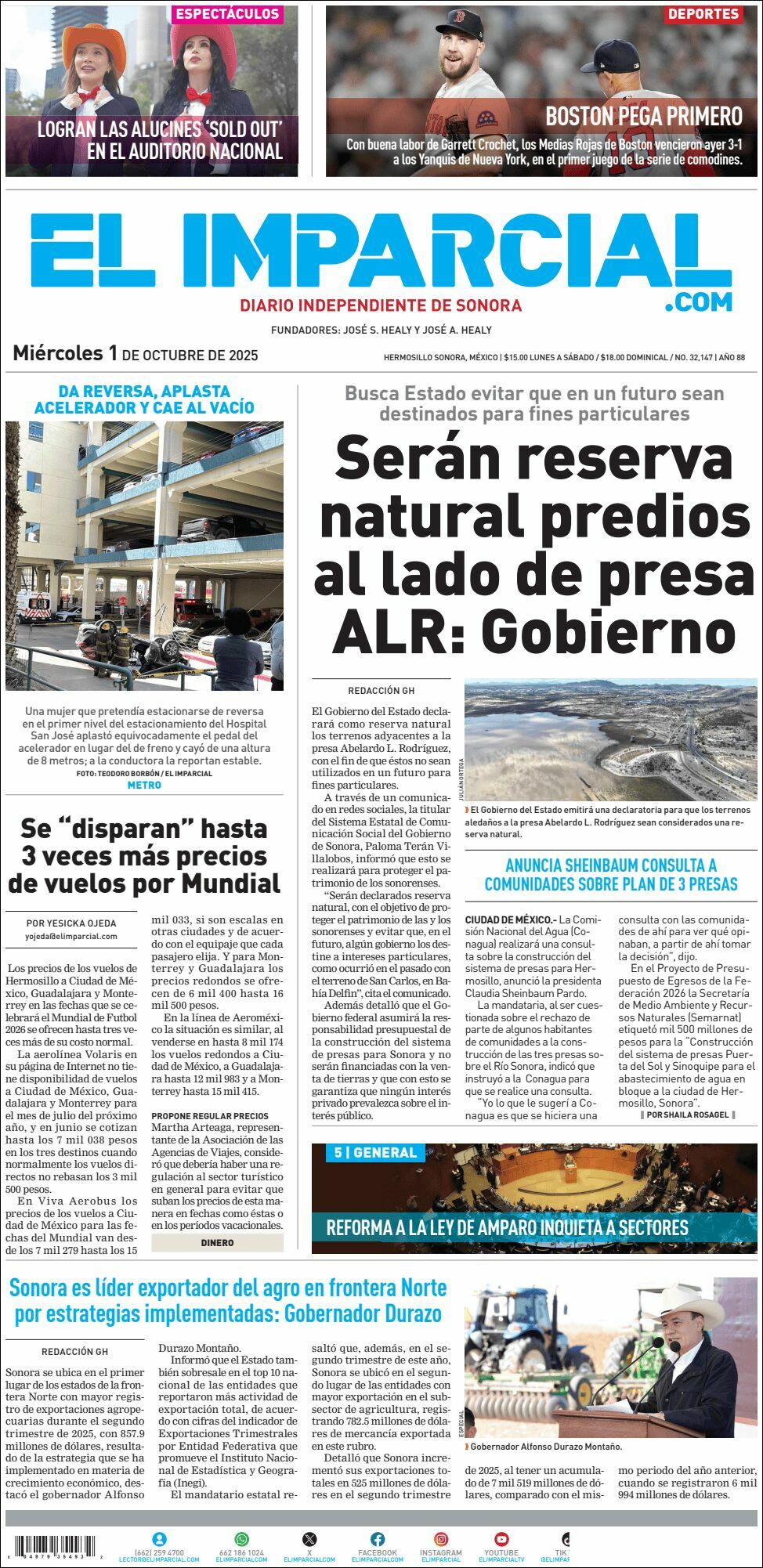 El Imparcial, edición del miércoles 01 de octubre de 2025 El Imparcial, edición del miércoles 01 de octubre de 2025