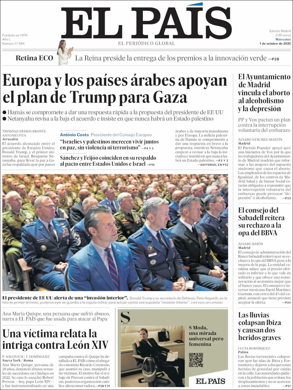 El País, edición del miércoles 01 de octubre de 2025 El País, edición del miércoles 01 de octubre de 2025