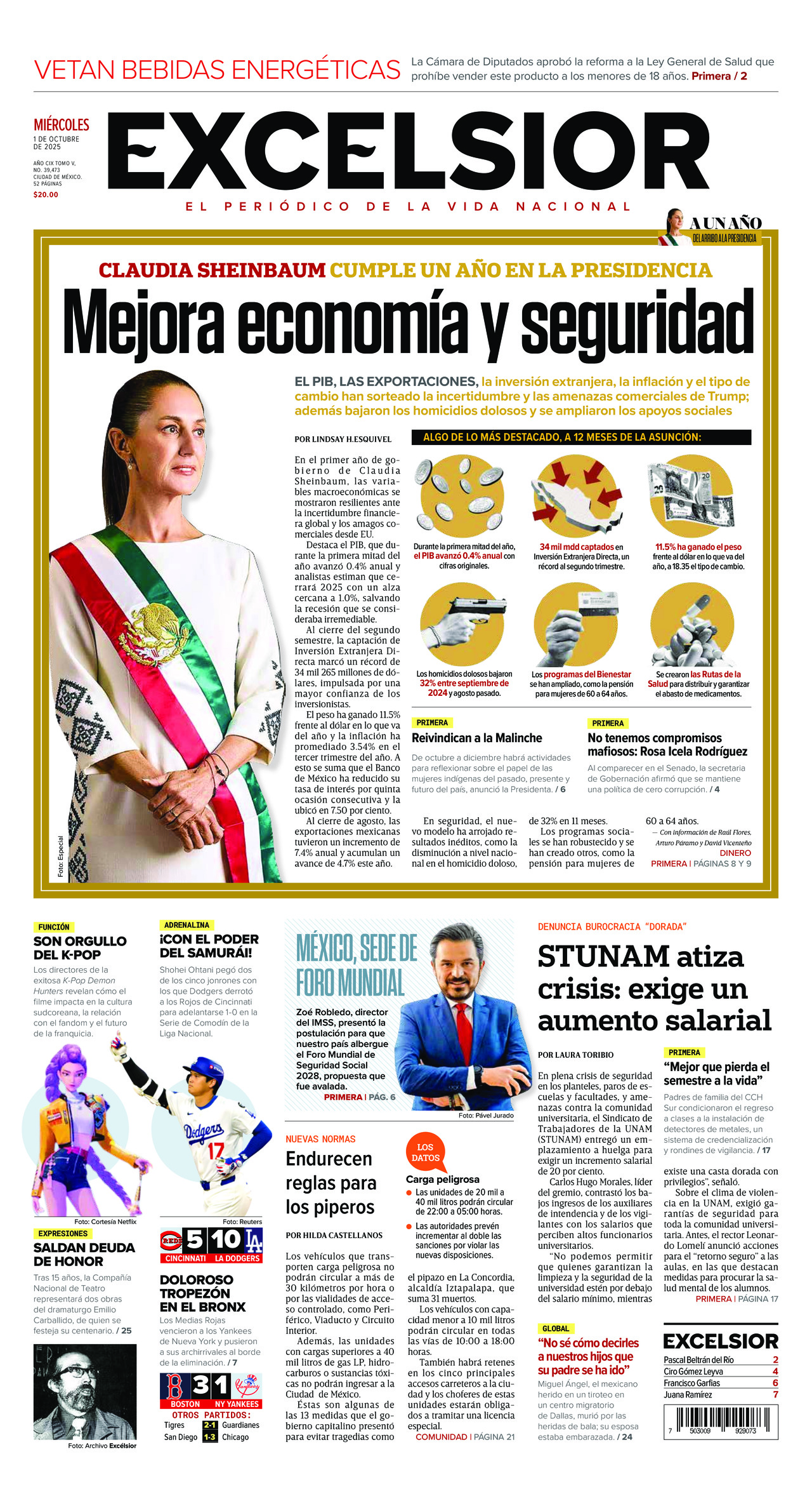 Excelsior, edición del miércoles 01 de octubre de 2025 Excelsior, edición del miércoles 01 de octubre de 2025