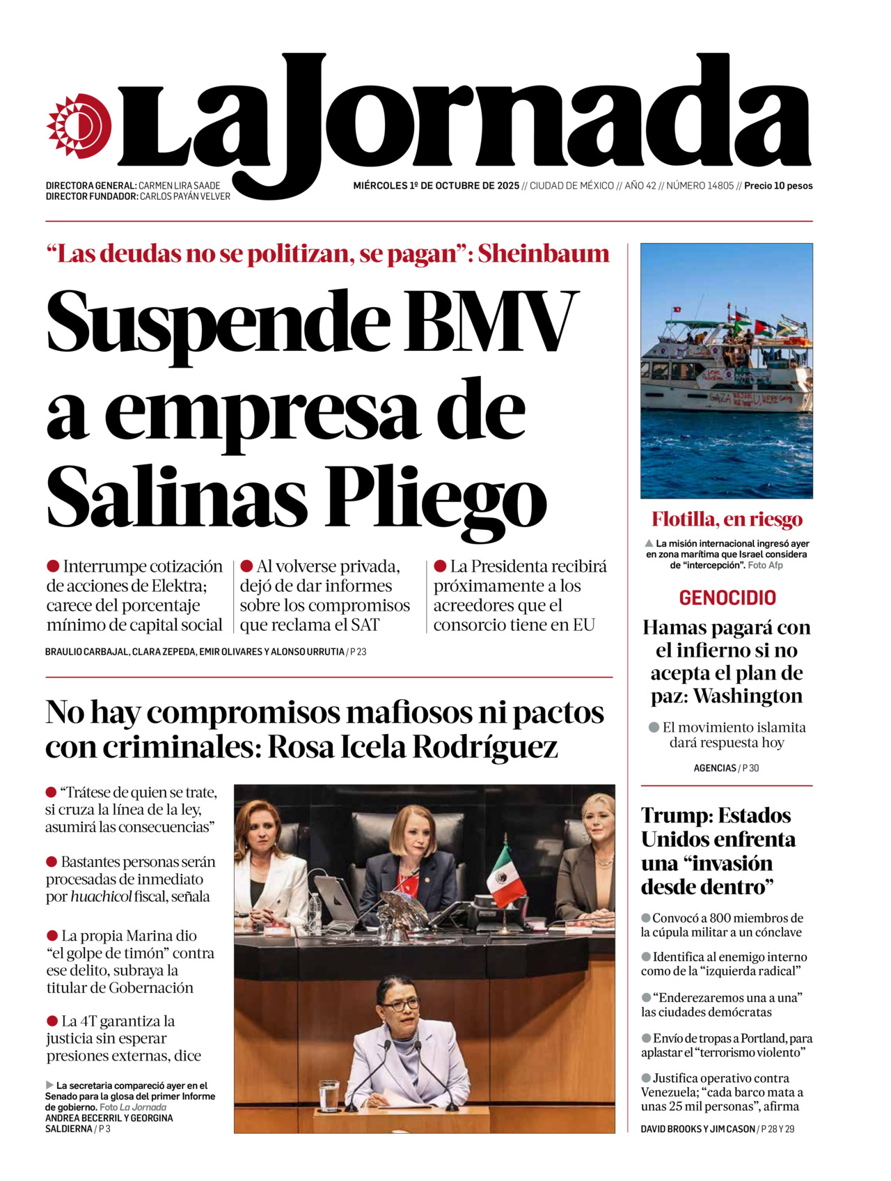 La Jornada, edición del miércoles 01 de octubre de 2025 La Jornada, edición del miércoles 01 de octubre de 2025