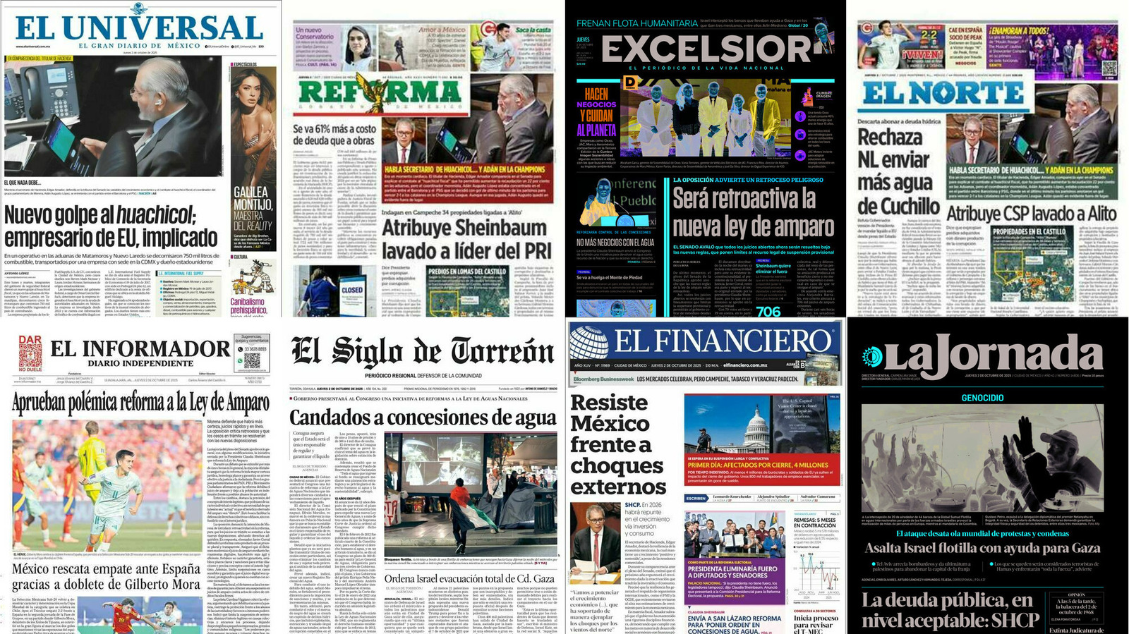 Portadas de periódicos impresos más importantes de México hoy