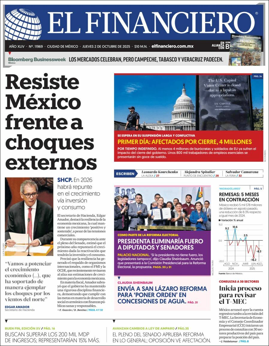 El Financiero, edición del jueves 02 de octubre de 2025 El Financiero, edición del jueves 02 de octubre de 2025