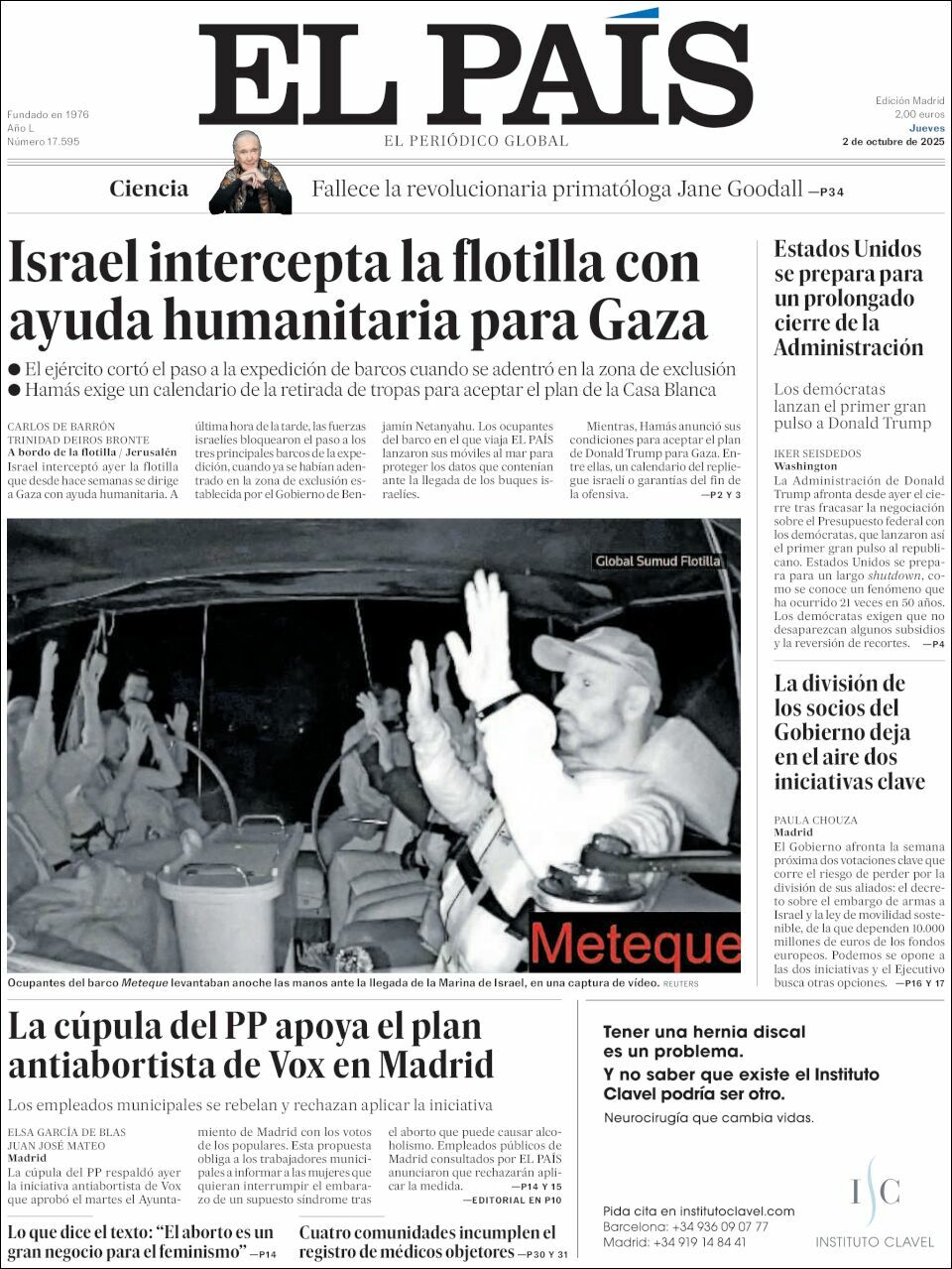 El País, edición del jueves 02 de octubre de 2025 El País, edición del jueves 02 de octubre de 2025