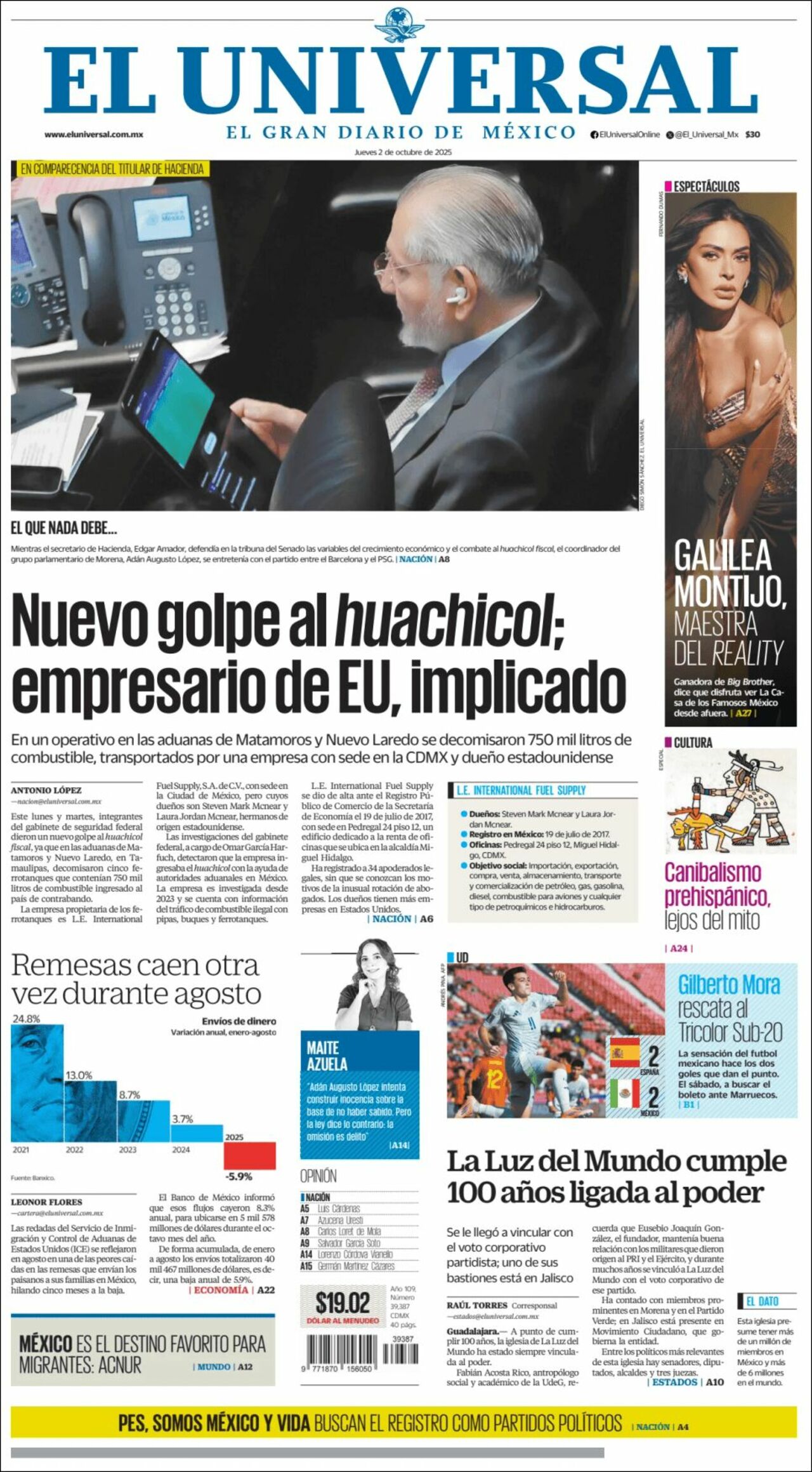 El Universal, edición del jueves 02 de octubre de 2025 El Universal, edición del jueves 02 de octubre de 2025