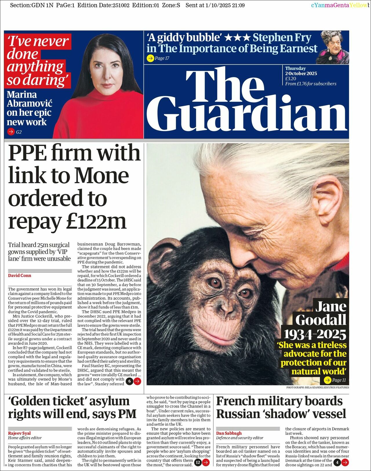 The Guardian, edición del jueves 02 de octubre de 2025 The Guardian, edición del jueves 02 de octubre de 2025